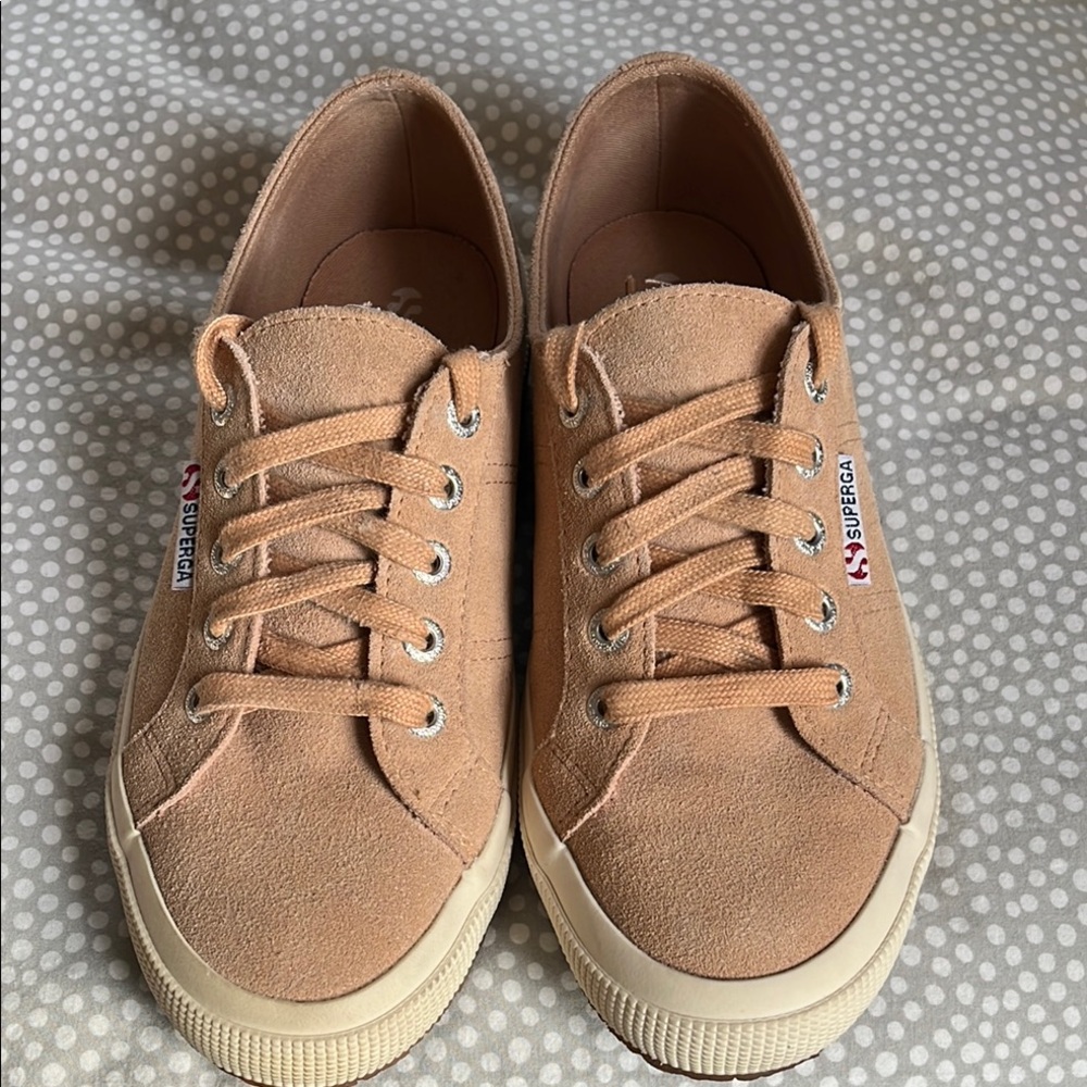 Superga Women’s Suede Sneakers, beige size 7 1/2